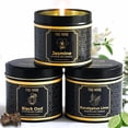 thumbnail image 1 of Candle Gift Set of 3 Black Oud|Jasmine|Eucalyptus Lime Highly Scented Soy Candels Natural Non Toxic Velas Aromáticas Favors for Women Coworkers Friends Guests Also for Fall Diwali Christmas Holidays, 1 of 3