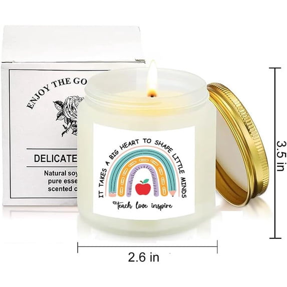 Candle Gift for Teacher Appreciation, Aromatherapy Candle for Women, Novelty for Teacher Appreciation Week, Natural Soy Wax Jar Candle, Unique Thank You Present with Saying, Vanilla Scent