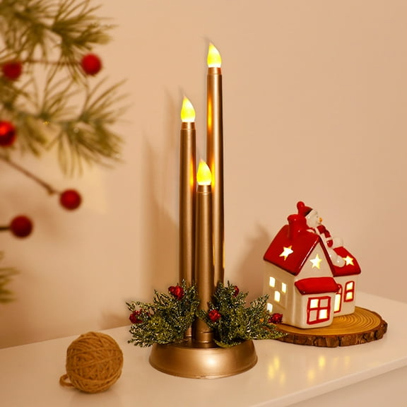 Candle Holder Christmas Simulation Candle Ornaments Christmas Desktop Decoration Candlestick Nightlight Furnishings Christmas Candlestick Holder