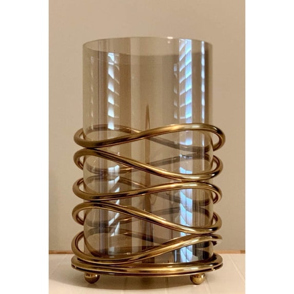 Candle Holder with Glass and Decorative Metal in Swirl Design for Home Decor Console Table Centerpiece Patio Garden Dining Living Room Bedroom Office Farmhouse Events Wedding Decorations - Set of 6