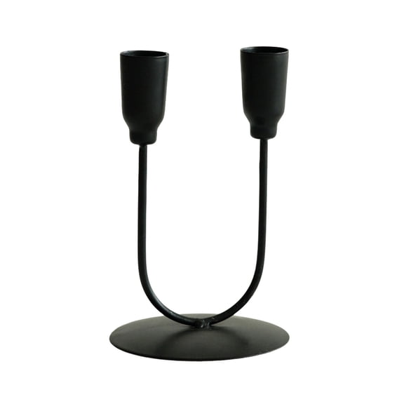 Candle Holder Hand Forged Iron 2Arm Candelabra Modern Taper Candlestick Holders for Table Centerpiece, Wedding Reception, Festive Mantel Decoration or Home Decor
