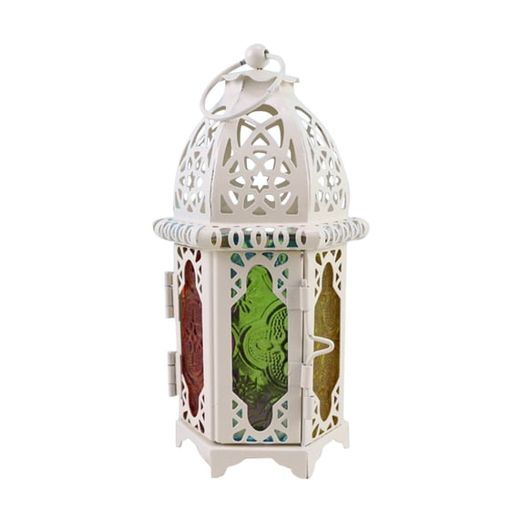Candle Holder Home Decor Moroccan Style Wedding Decor Vintage Hollow Out Lantern Colored Glass Hanging Decorative Lantern