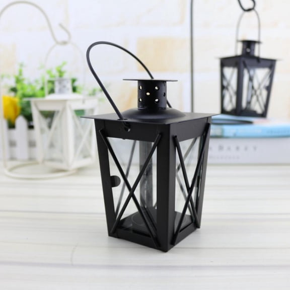 Candle Holder Lantern Vintage Style Hanging Small Lanterns for Tealight Candle, Black Candle Tea Light Holders for Indoor Outdoor Events Birthday Party Wedding -6.69"*3.54"*2.16"
