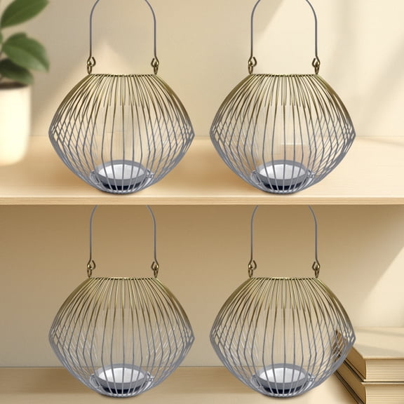 Hanging Lantern - Decorative Metal Candle Holder for Home Decor Patio Garden Dining Living Room Bedroom Office Farmhouse Pathway Entryway Events Wedding Decorations - Set of 4