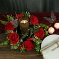 thumbnail image 1 of Candle Holder Rose Spring Wreaths For Front Door Outside Flower Wreath With Hydrangea Candle Rings Wreaths Artificial Home Wedding Centerpieces Decor For Holiday Stick Candle Holder, 1 of 6
