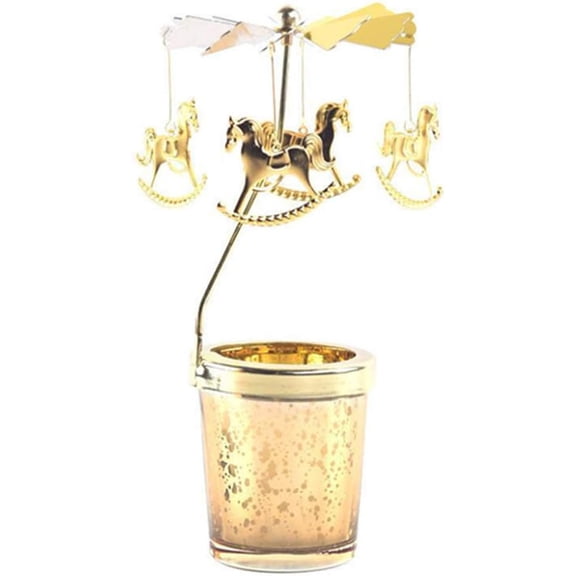 Candle Holder, Rotary Tea Light Candlestick Holders, Romantic Rotation Carousel Home Party Decor Gift