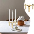 thumbnail image 1 of Candle Holder Set - Decorative Candle Stick Candle Holders - Modern Decor for Dining Table , Living Room Coffee Table , Or Shelf - Minimalist Candelabra for 3 Taper Candles (Gold), 1 of 6