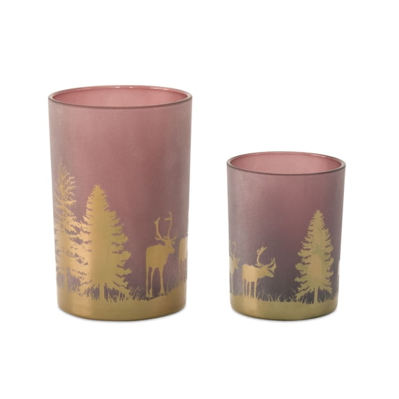 Candle Holder (Set of 2) 5"H,7"H Glass