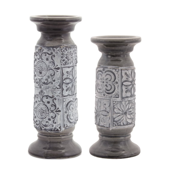 Melrose 78508 Terra Cotta Candle Holder Set of 2, 10.5-Inch Height