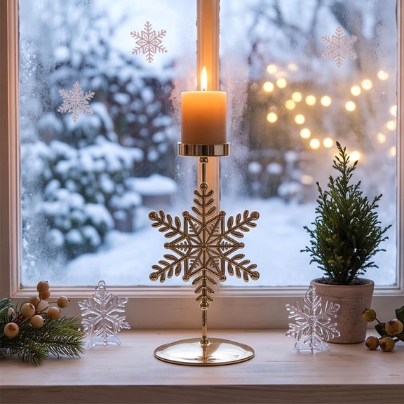 Candle Holder Tree Star Snowflake Shape Tabletop Candelabra For Christmas Holiday Centerpiece