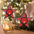 thumbnail image 1 of Candle Holder,Windproof Lantern,Five Pointed Star Iron Stained Glass Hanging Stand Decor For Wedding Holiday Tabletop Indoor Ambient Layout(Red), 1 of 7