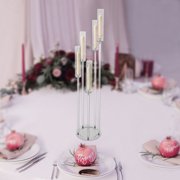 Candle Holders, 5-Arm Floor Candelabra, Acrylic Candle Holder with Wind Shield, for Electronic Flameless Candles, Pre-Drilled, for Birthday, Christmas, Wedding, Anniversary, Home Decor