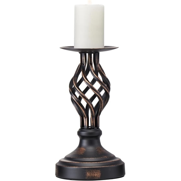 ABCISI Candle Holders for Gold Brass Vintage Candle Metal Candlestick Holders with Non-Slip Base - Stick Candle Holders for Fireplace, Party, Dining, Home, Wedding Decor(Medium Size)