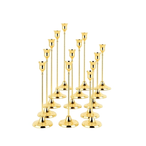 Candle Holders for Table Centerpiece, Set of 12 Taper Candle Holders, Wedding Table Decorations for Receptions, Party Table Decorations, Gold Metal Candlestick Holders for Home