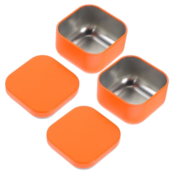 Candle Jar Square Tins Containers with Lids Colored Candlesticks Aromatherapy Iron 2 Pcs