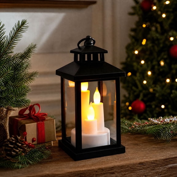 Candle Lamp 8.46 Inch Vintage LED Electronic Candle Light with Flickering Flame Hanging Ring for Christmas Indoor Home Party Scene Decoration