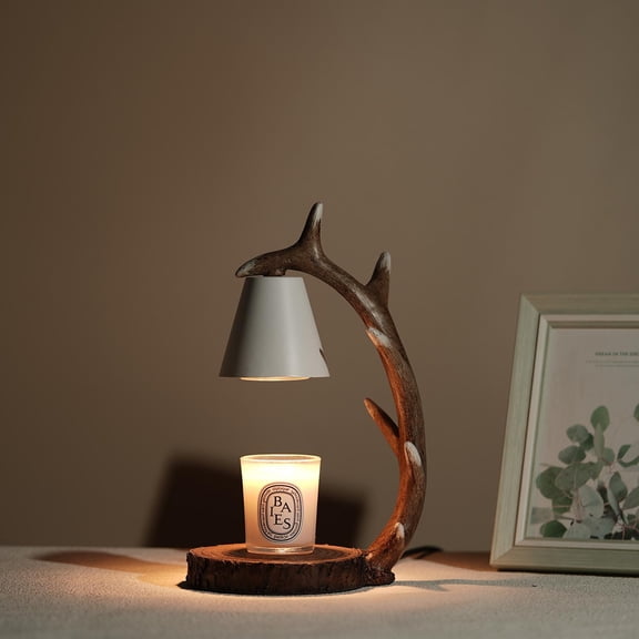 Candle Lamps,Candle Warmer Lamp with Timer Dimmer for New Home Bedroom Decoration Handcrafted with Resin Reindeer Antler Design Desktop lamp,Hand-Painted Night Desk lamp Creative Birthday Gifts