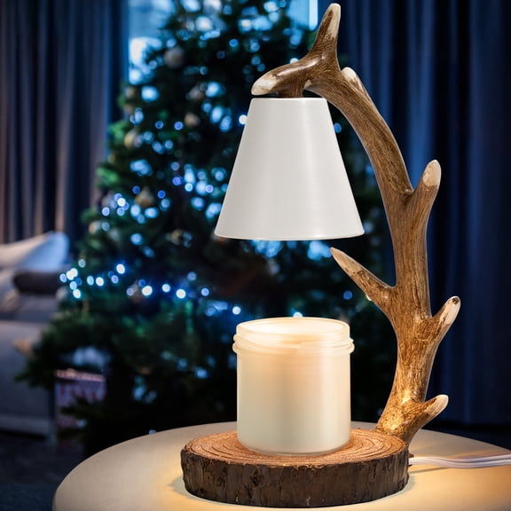 Candle Lamps,Candle Warmer Lamp with Timer Dimmer for New Home Bedroom Decoration Handcrafted with Resin Reindeer Antler Design Desktop lamp,Hand-Painted Night Desk lamp Creative Birthday Gifts