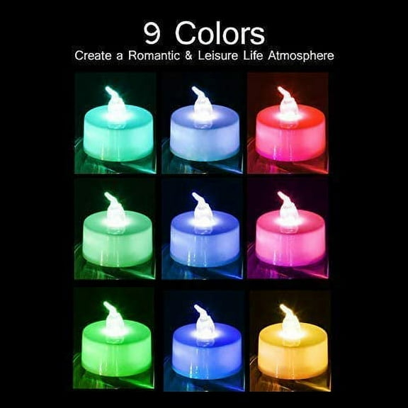 Haitral Candle Lamps Waterproof Candles, 24pcs Battery Operated LED Decorative Flameless Candles Flickering Colorful Light