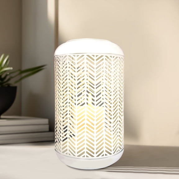 Candle Lantern with Glass and Decorative White Lattice Pattern for Home Decor Console Table Centerpiece Patio Garden Dining Living Room Bedroom Office Farmhouse Events