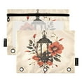 thumbnail image 1 of Candle Light and Flower 2 Pack Pencil Pouch for 3 Ring Binder Smooth Zipper Folders with Pockets Clear Window Pencil Case, 1 of 6