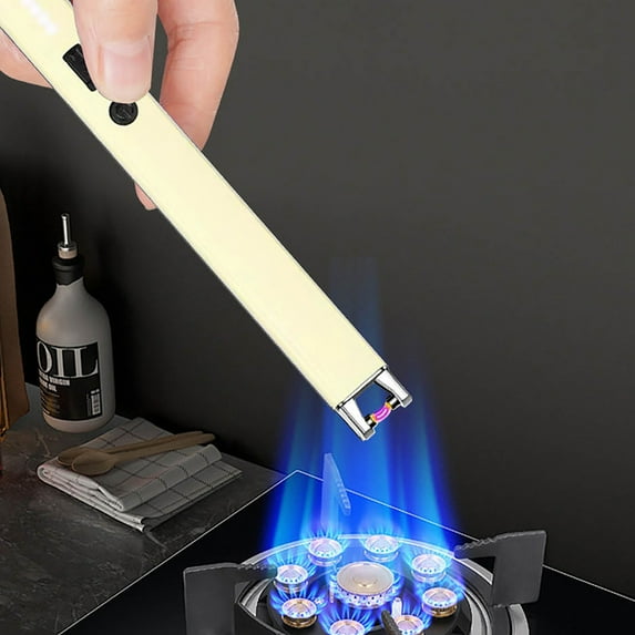 Candle Lighter - Beige Rechargeable Lighter- USB Ignition Electronic Lighter, Pulse Ignition Design, Safe Windproof Reusable, Suitable for Kitchen Gas Stove, Candles and Daily Emergency Needs, 1pc