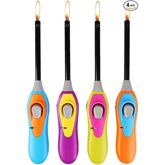 Candle Lighters Multipurpose Extended Long Butane Lighter Wand Refillable for Kitchen Fireplace Pilot Light DIY BBQ Grill Stove 4 Pack (Butane Included)