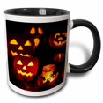 thumbnail image 1 of 3drose, Candle Lit Jack O Lanterns and Bat Decorated Glass Luminare, 15oz Two-tone Black Mug, 1 of 6