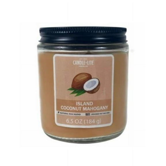 Candle Lite 129641 6.5 oz Island Coconut Mahogany Scented Candle, Pack of 6