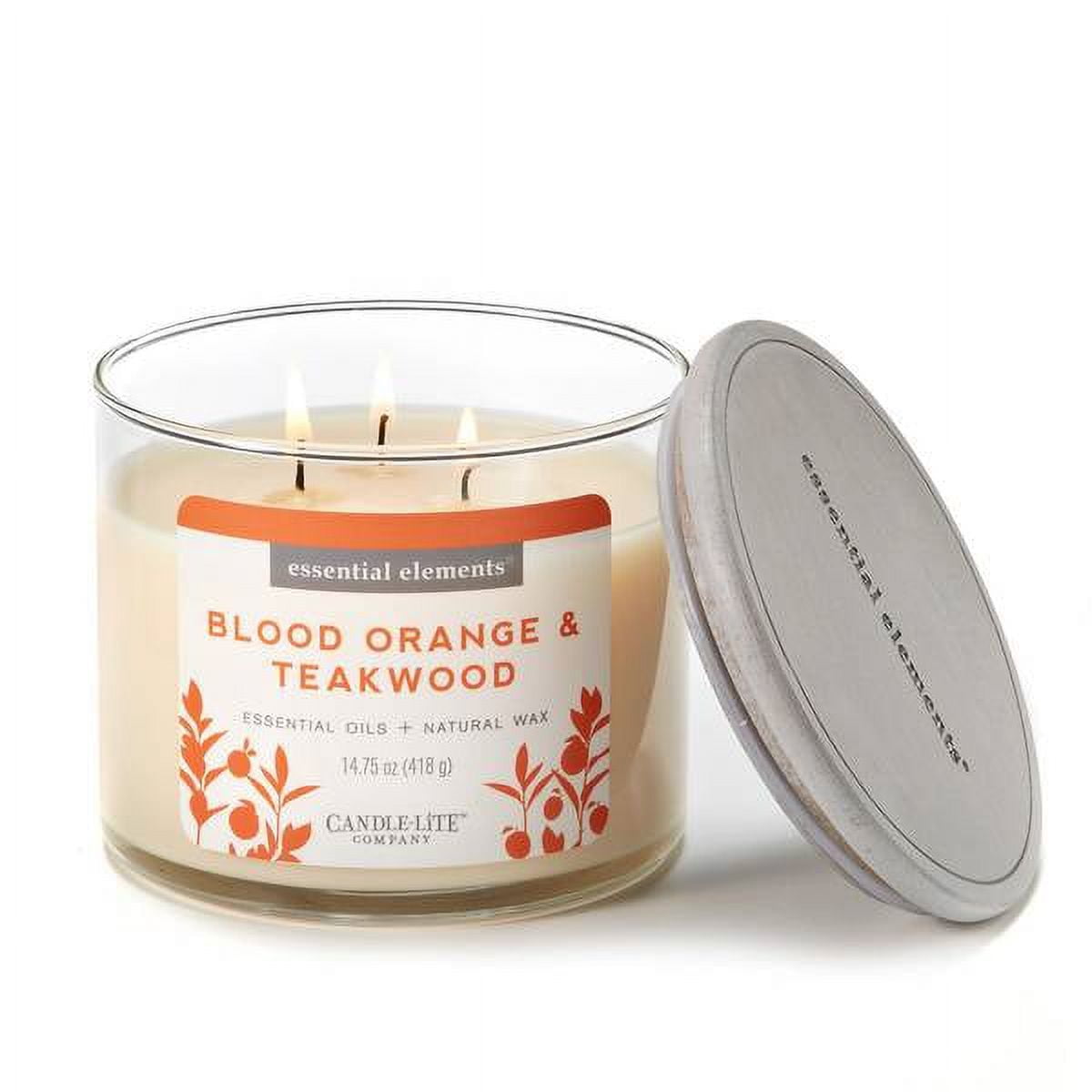 Essential Elements Candle, Blood Orange + Teakwood - 1 candle, 14.75 oz