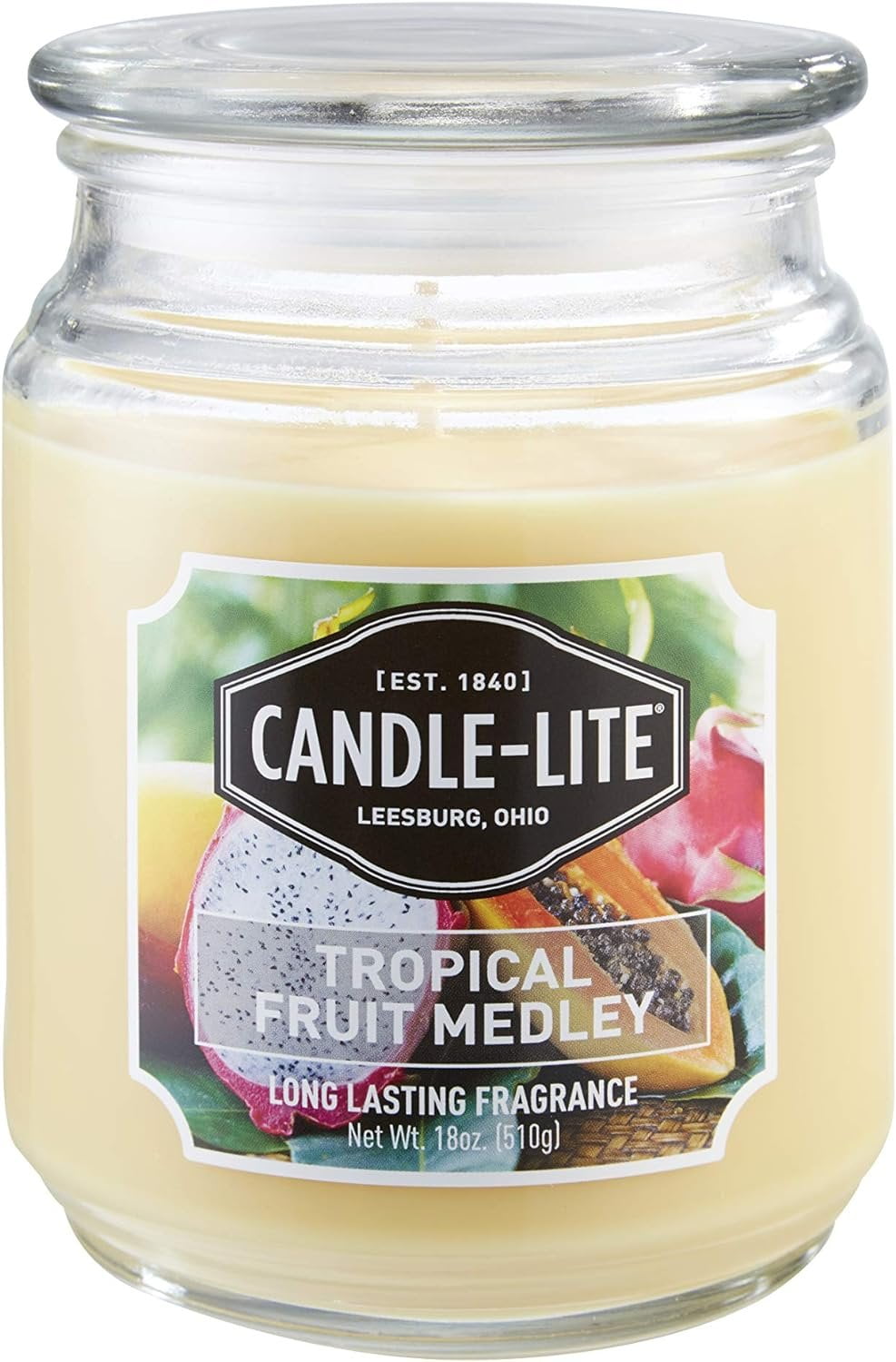 Candle-lite Scented Candles, Tropical Fruit Medley Fragrance, One 18 oz. Single-Wick Aromatherapy Candle, Yellow Color