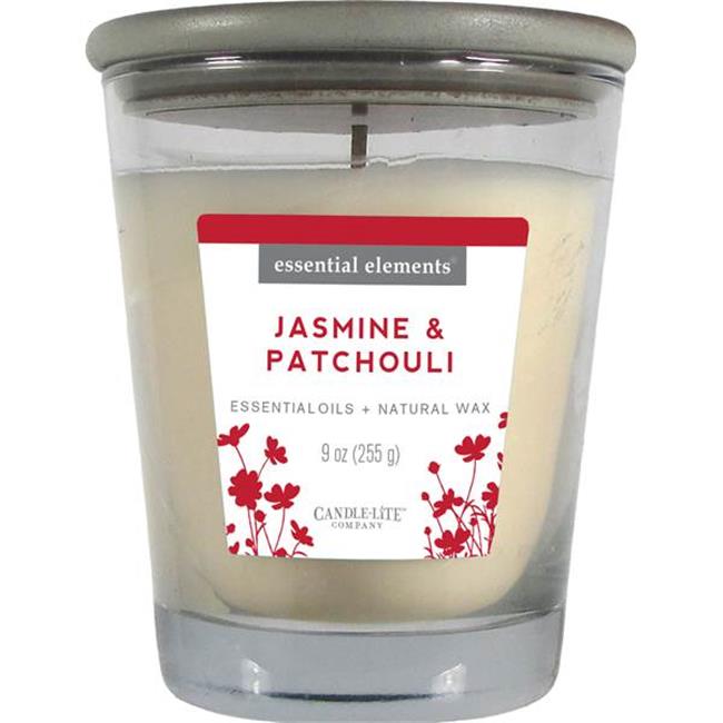 Candle Lite 251058 9 oz Jasmine & Patchouli Jar Candle with Gray Wood