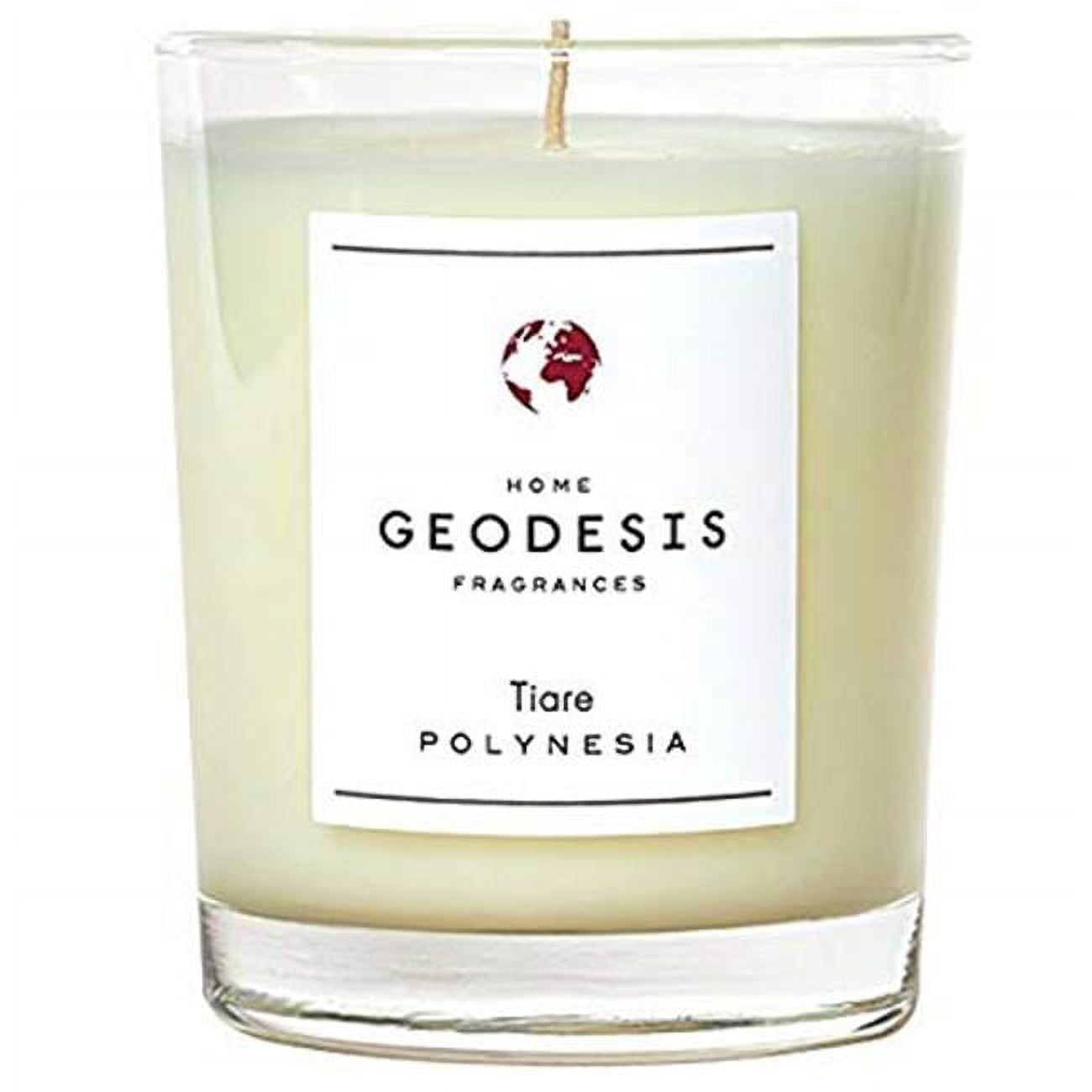 14 oz Tiare Amberwood Scented White Glass Candle