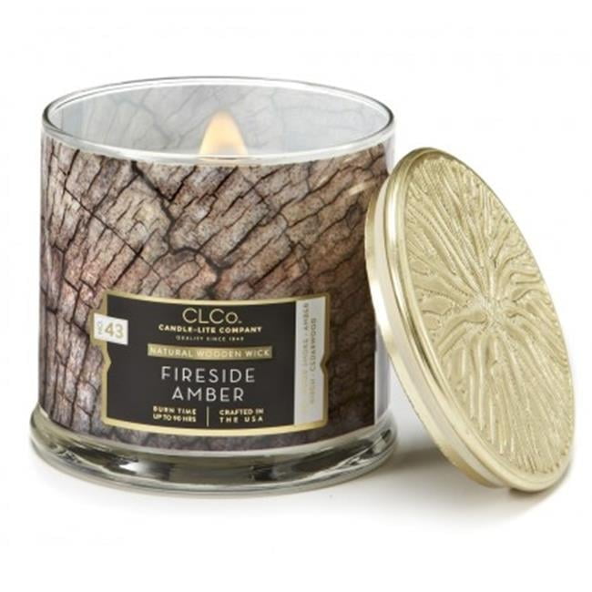 Fireside Amber Scented Jar Candle with Brass Lid