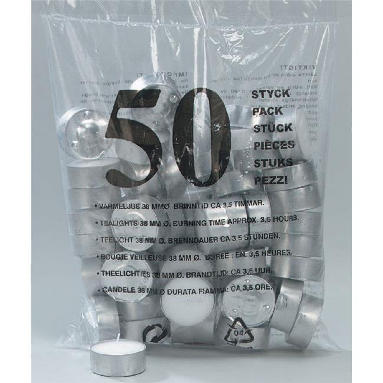 Candle Lite 50 Pack Unscented Tea Light Candle, 50 tea lights