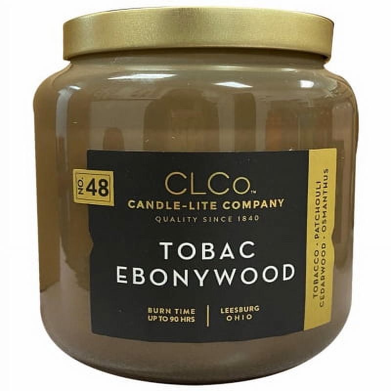 Candle Lite CLCo 14 OZ Tobacco Ebony Wood Candle Consists Of White Paraffin Wax