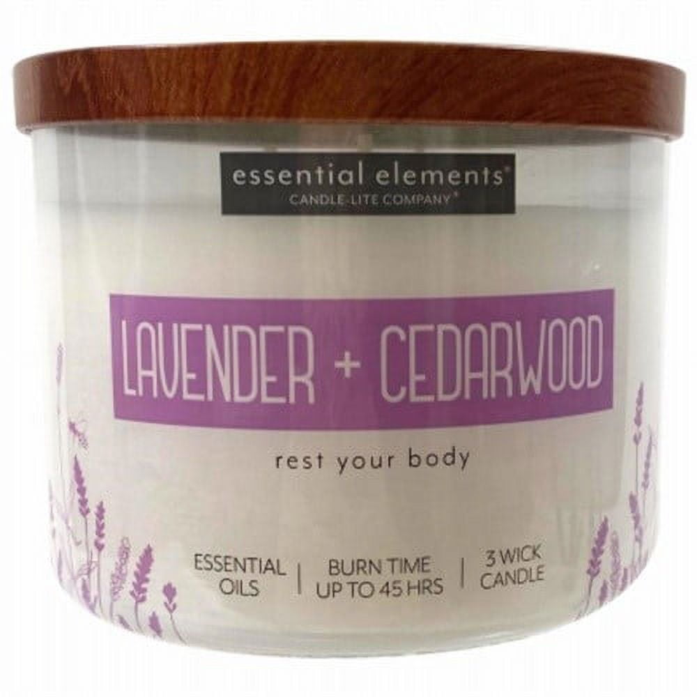 Essential Elements Lavender & Cedarwood 3-Wick Jar Candle - Soy Wax - Single, 14.75 oz