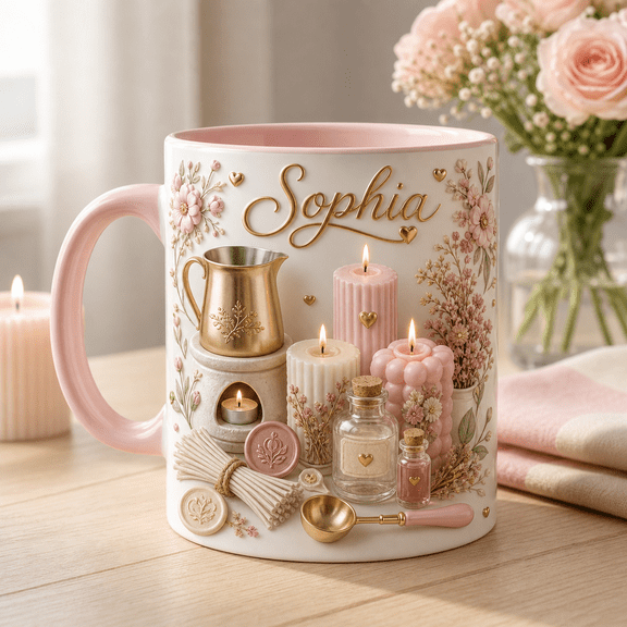 Candle Maker Mug with 3D Effect Personalized Name Gift for Candle Making Lovers