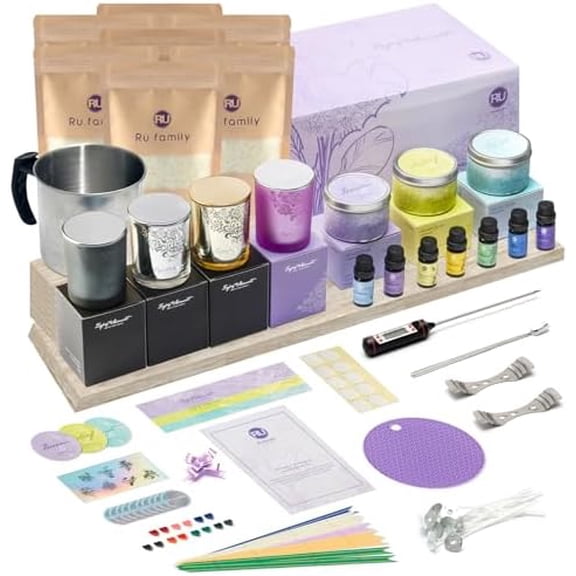 Candle Making Kit for Adults DIY Soy Wax Candle Kit with 7 Fragrance Oils, 4 Glass Candle Jars, 3 Tins, Gift Boxes & Ribbons, Tools & Step-by-Step Guide Perfect Craft Gift for Women$$Art & Craft