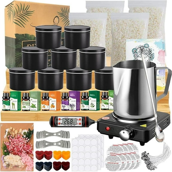Candle Making Kit for Adults with Soy Wax Melter, Complete Supplies, DIY Starter Scented Kit, Perfect as Home Decorations