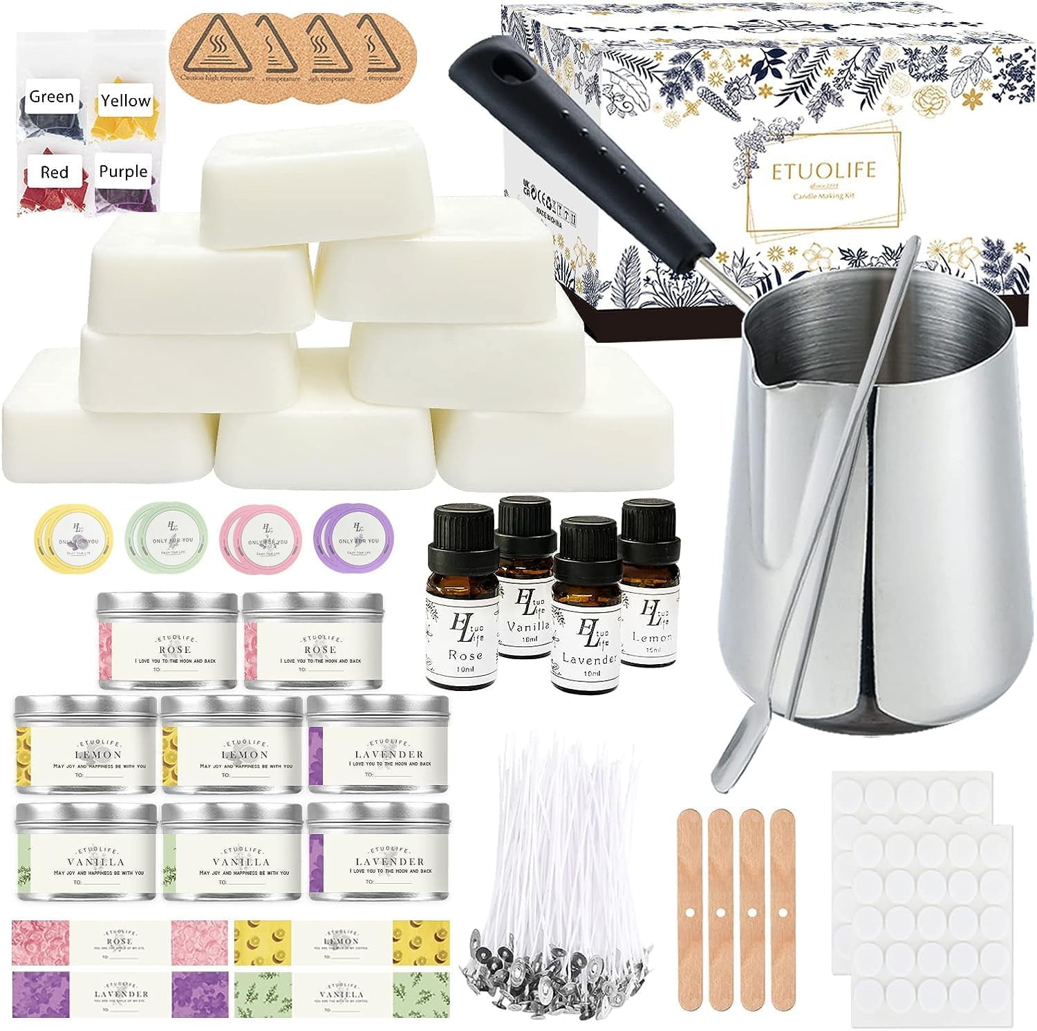 Candle Making Kit - Soy Wax Candle Making Set - Storage Box with Glass Jars  & Complete Candle Making Supplies - DIY Craft Kits for Adults - Arts and  Crafts - Perfect