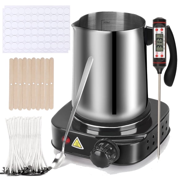Candle Making Kit, Wax Melter for Candle Making, DIY Candle Making Supplies for Adults,Beginners, Including 500w Electric Stove,900ml Melting Wax Pouring Pot, Thermometer, Spoon, Candle Wick