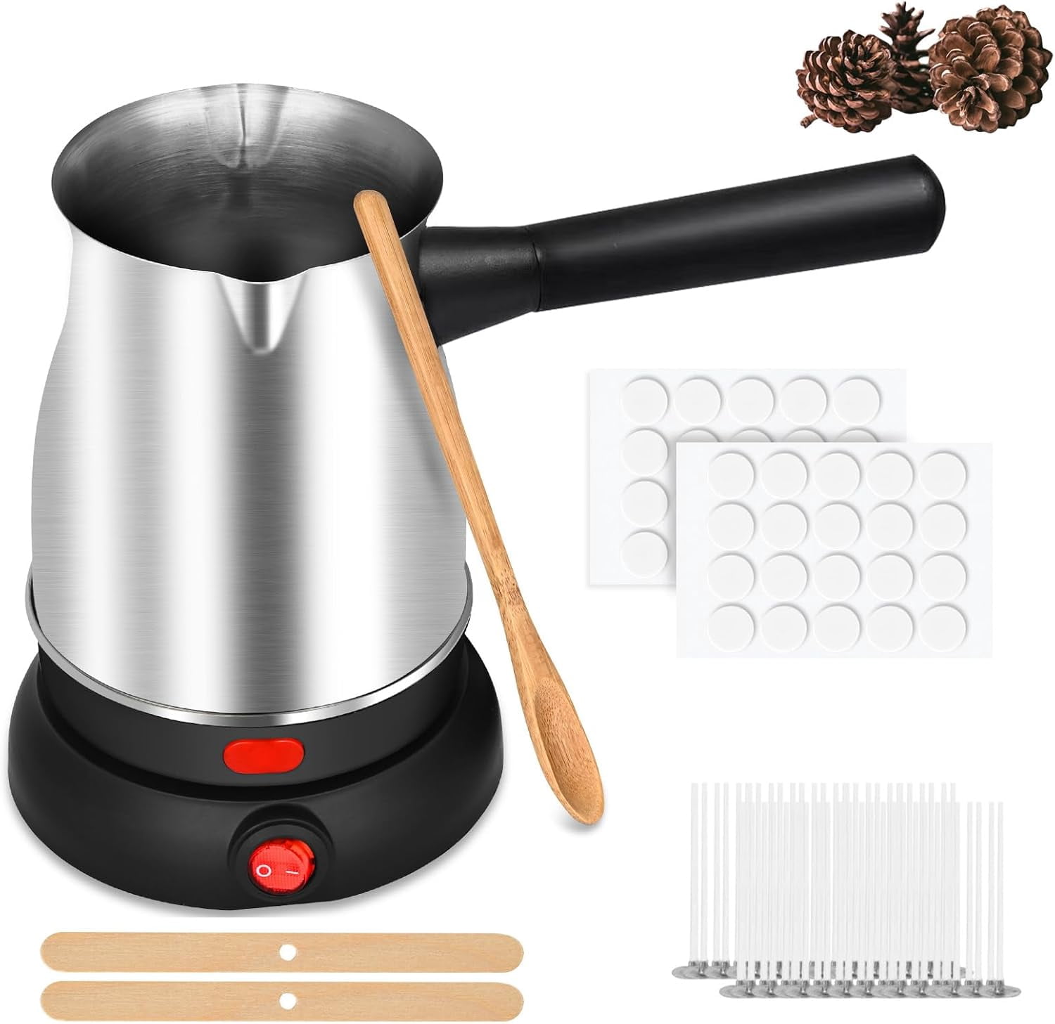 Candle Making Kit with Wax Melter Electric Melter for Making Stainless Steel Melting Pot 52IN Power Cord Candle Supplies (New Model)