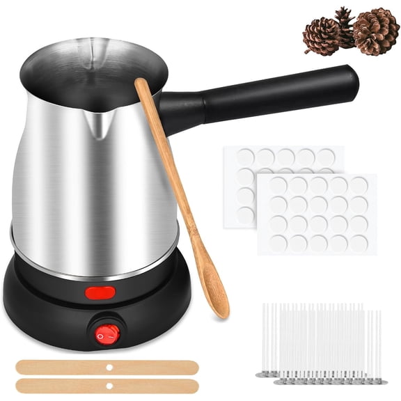 Candle Making Kit with Wax Melter,Electric Candle Wax Melter for Candle Making, Stainless Steel Wax Melting Pot, 52IN Power Cord,Candle Making Supplies (New Model)