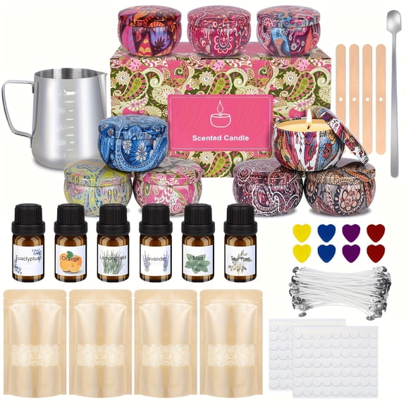 Candle Making Kit for Adults – Scented DIY Set with 9 Jars, Wax, Dyes & Melting Pot