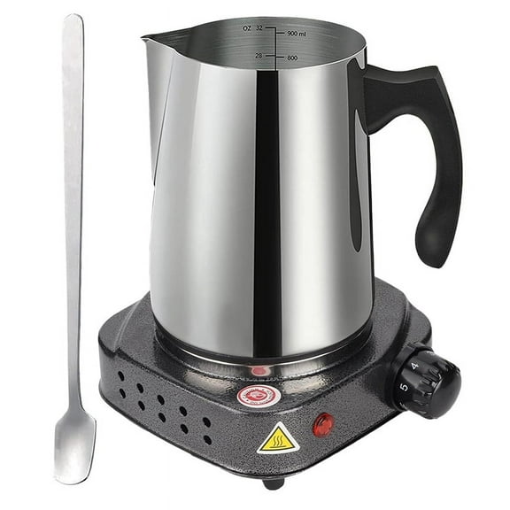 Candle Making Kit for Beginners- Candle Making Pouring Pot with Long Stain Spoon Electric Hot Plate US Plug