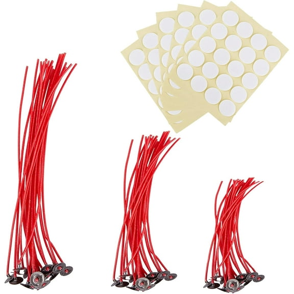 Candle Making Tool Sets with Candle Wick Double-faced Self-adhesive Paper Stickers Mixed Color Candle Wick:150~200mm 60pcs