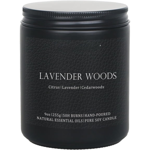 Candle for Men Lavender Woods Scented Classic 9oz Jar Single Wick Candle, Soy Wax Candles for Consistent , Over 50 Hours of Time, Ideal for Creating Relaxing & Holiday Gifting.