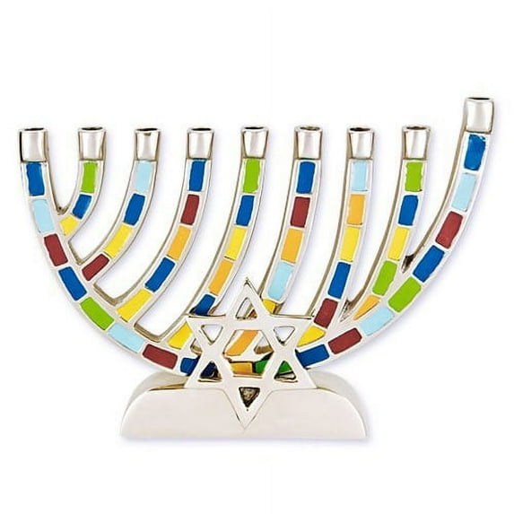 Candle Menorah Mosaic with Magen David Aluminum