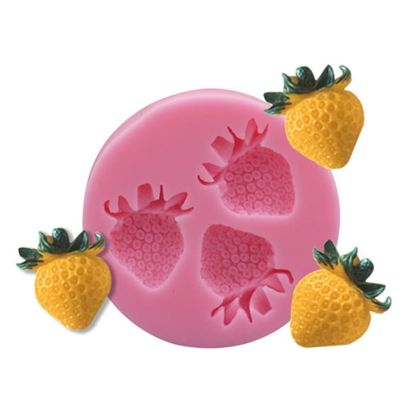 Candle Molds,3 Hole Fruit Grapes Chocolate Party Tools Diy Baking Fondant Silicone Mold,Fruit Silicone Mold,Strawberry Mold,(A)2.5"